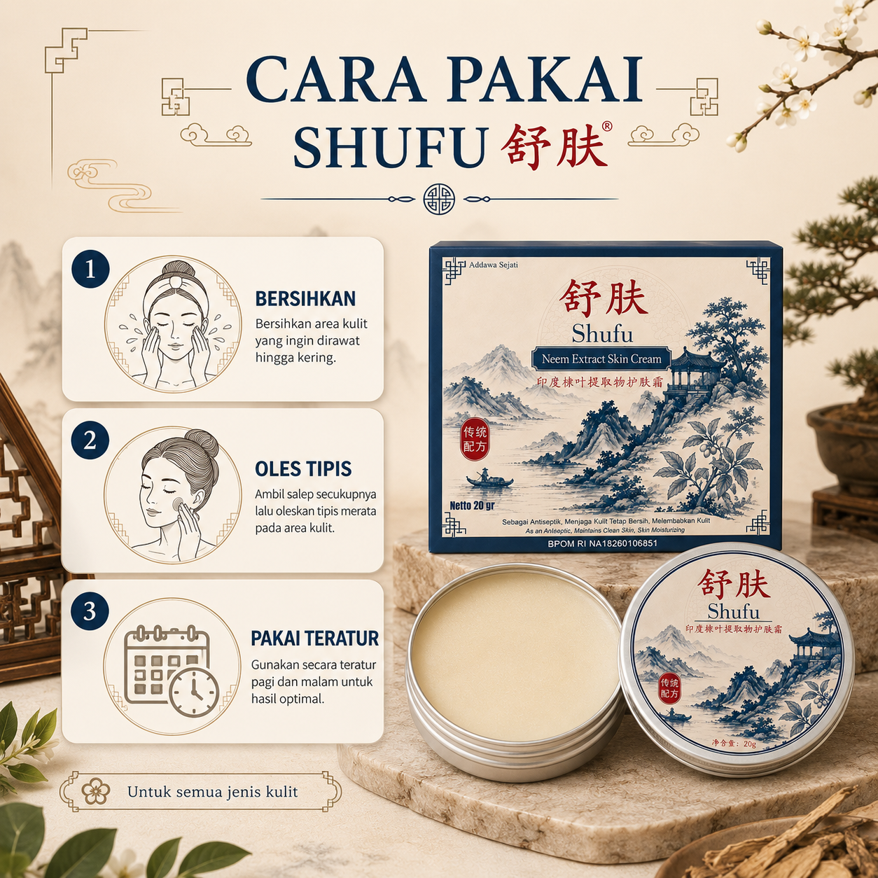Cara penggunaan Shufu Cream